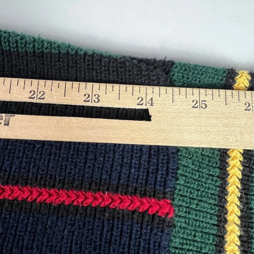 VTG 90s Nautica Knit Sweater Mens Fits Large Colorful Striped Crewneck Tag XL
